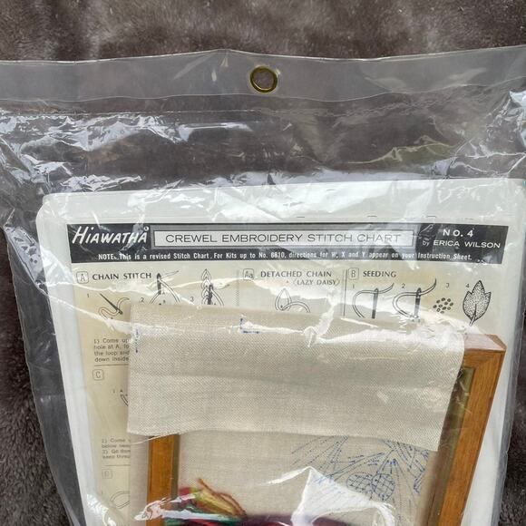 Vintage Crewel Embroidery Kit Red Cardinals Picture NOS Pinecone 1960s Hiawatha - Picture 10 of 12